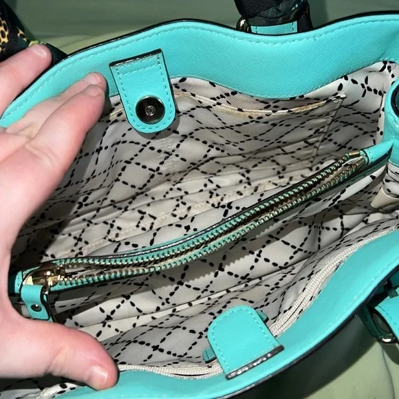 Kate Spade cove street provence fresh air blue crossbody with leopard scarf - Picture 11 of 15